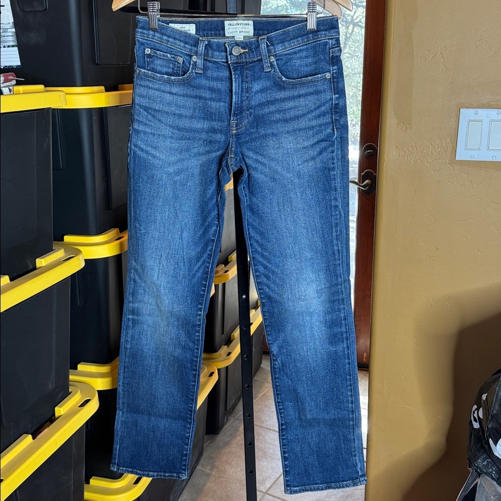 Yellowstone x Lucky Brand Sweet Mid Rise Straight Jeans Size 6 Bethany Wash Blue - Picture 6 of 15